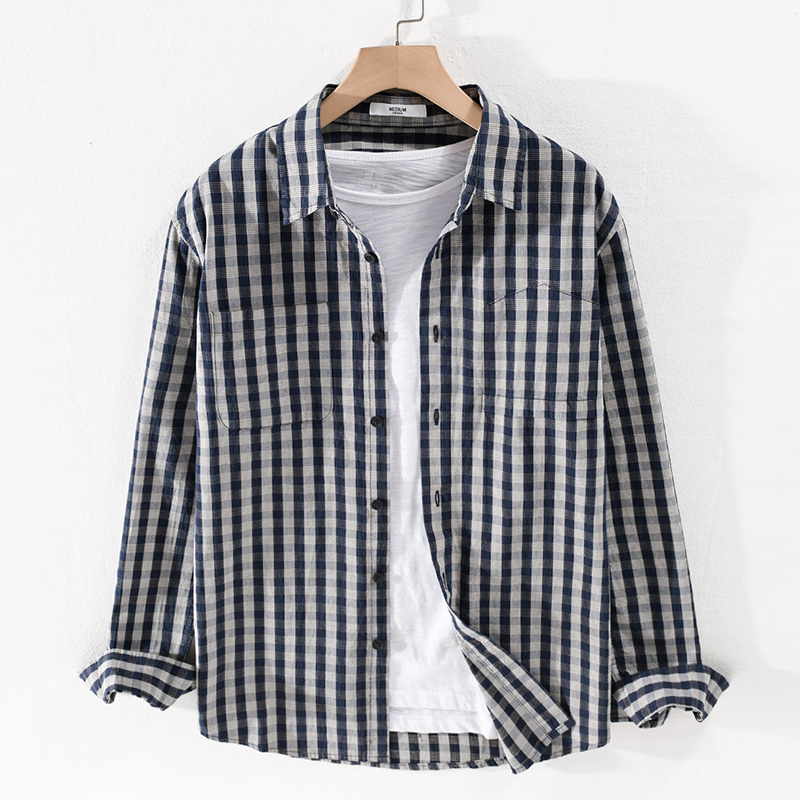 

2021 New 100% Plaid Brand Casual Long Sleeve Pure Cotton Shirts for Men Fashion Autumn Shirt Mens Overhemd Chemise Pdze, Coffee
