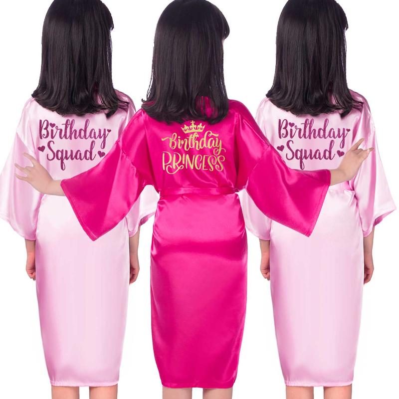 

Women's Sleepwear Birthday Princess Robe Girls Squad Satin With Gold/Rose Glitter For Party Spa Prom, Lakeblue squad