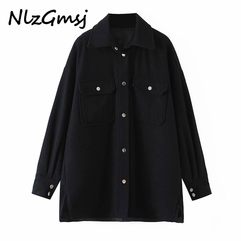 

Jacket Women Thick Woolen Coats Loose Long Sleeves Ladies Elegant Autumn Winter Coat 210628, As picture