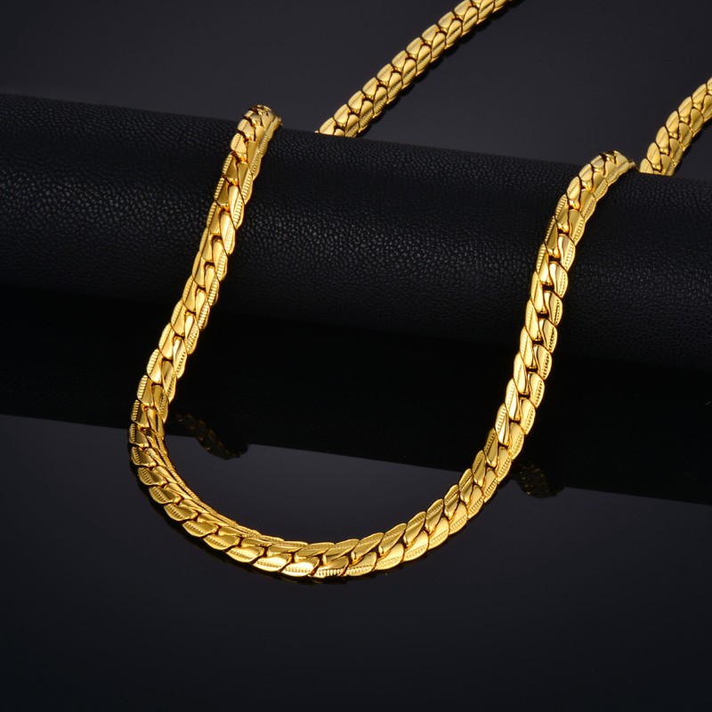 

Vintage Flat Snake Chain Necklaces Male Gold Color Stainless Steel Golden Neck Chains For Men Punk Jewelry Dropshipping