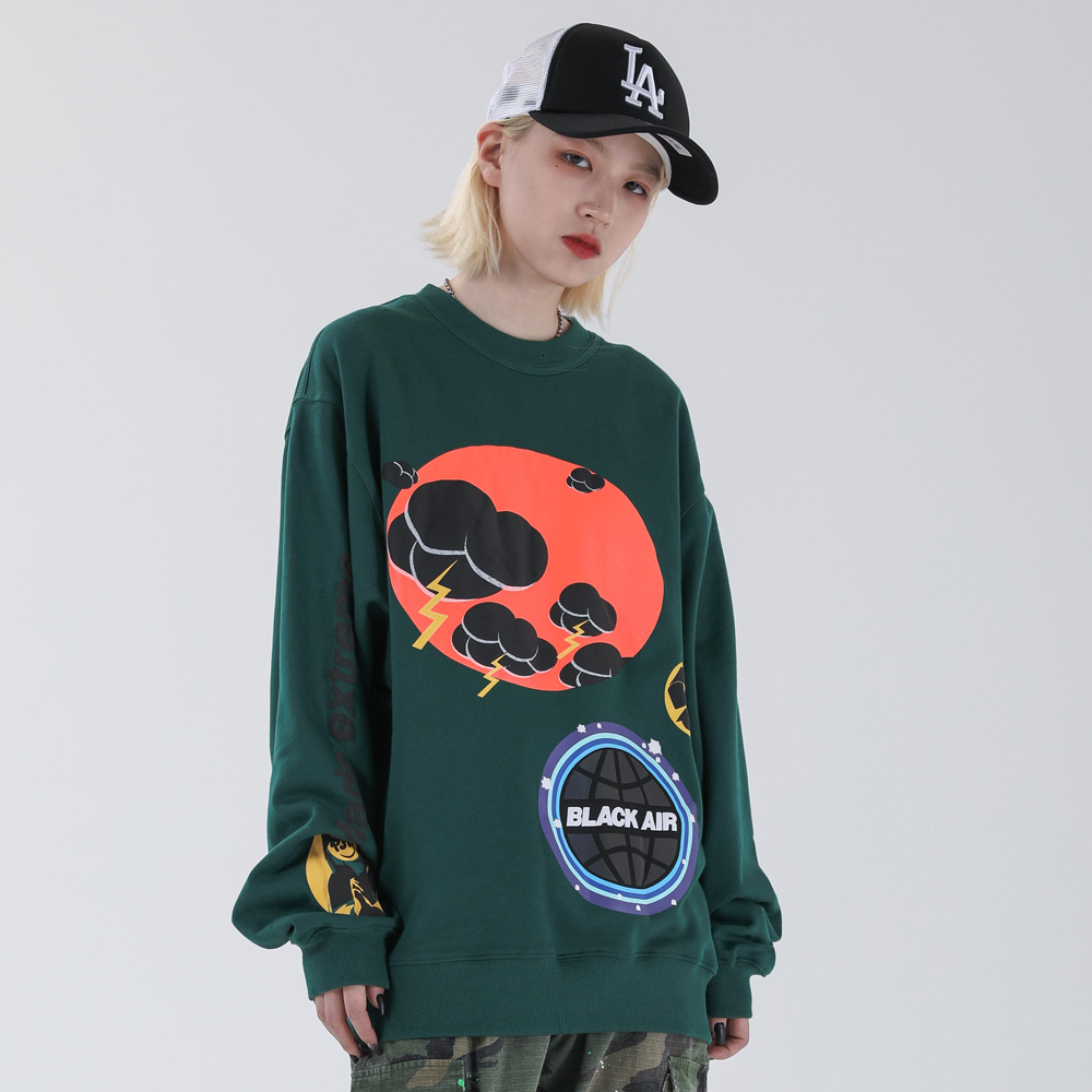 

2021 New Reflective Round Neck Pullover Men Ins Fashion Brand Hip-hop Cool Couple's Sweatshirt Goz7, White