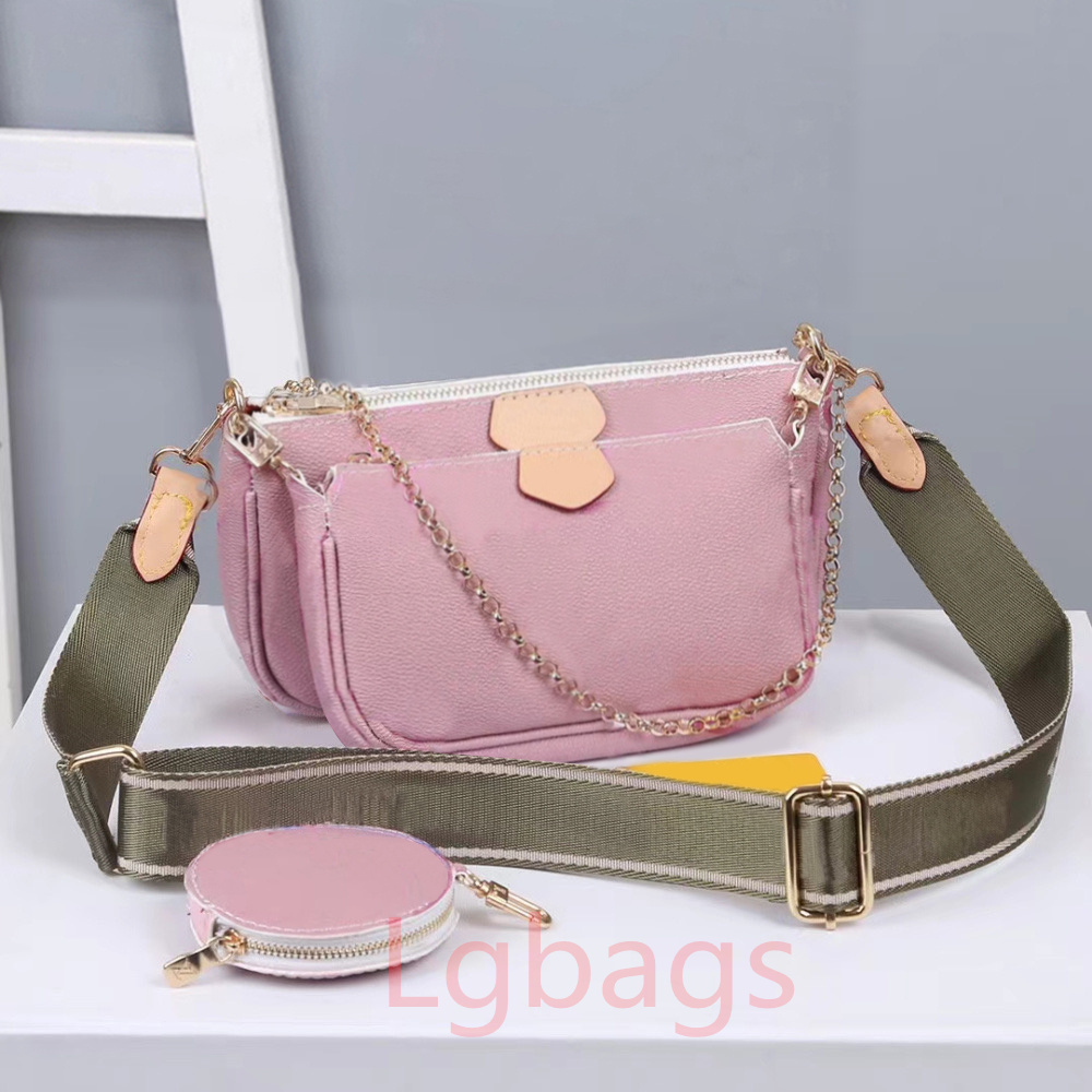 

3 Pieces/Set Favorite High Quality Designer Shoulders Bags Multi Pochette Accessories Handbag Purse Genuine Leather Flower Shoulder Crossbody Lag Women Purses Bag, Shipping packaging bag