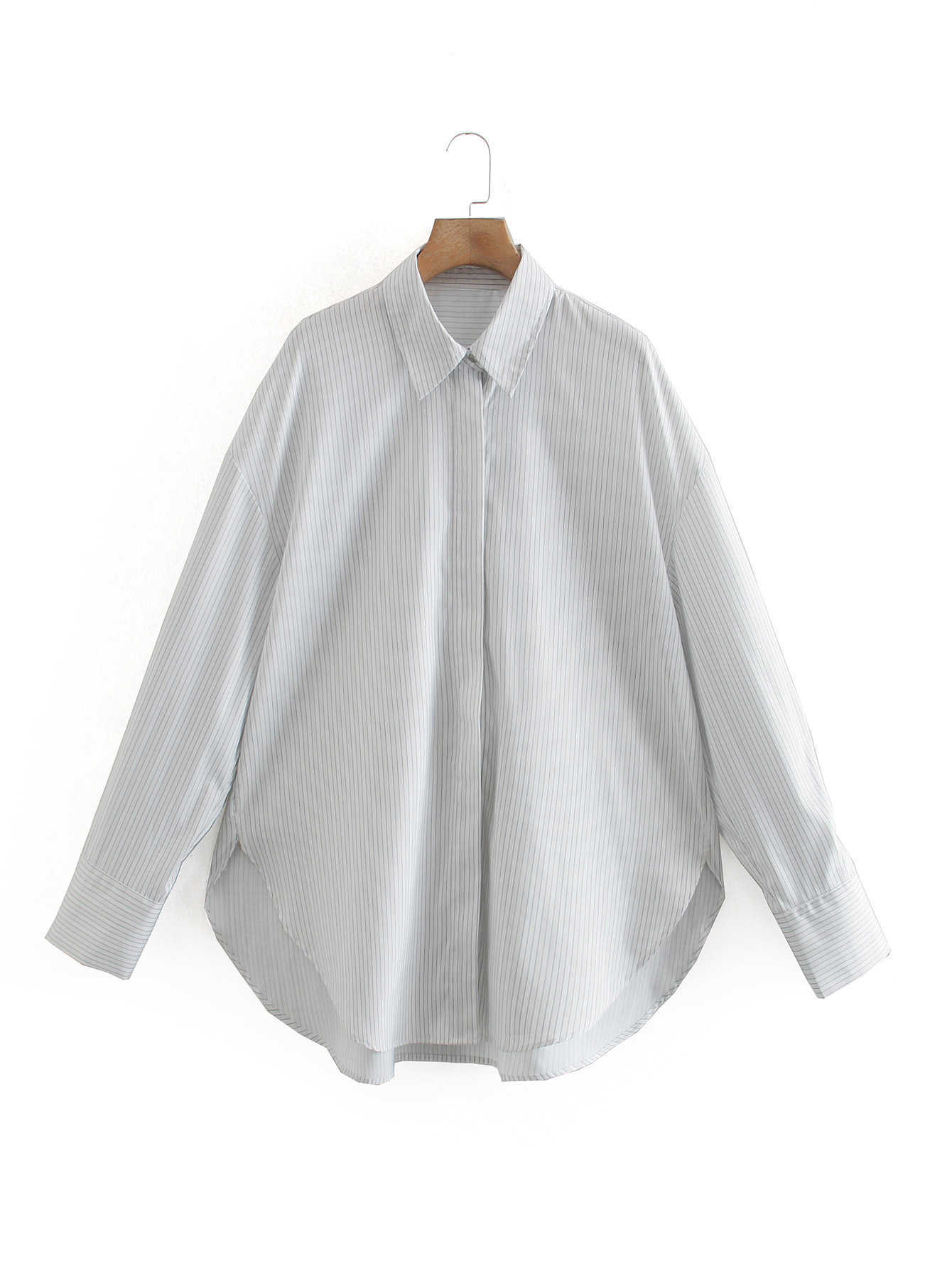 

Spring Summer Woman Blouses Stripe Loose Casual Striped Shirts Office Lady Tops Full Sleeve Shirt 210607, Picture