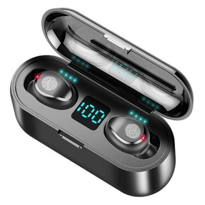 

Wireless Earphone Bluetooth V5.0 F9 TWS Wireless Bluetooth Headphone LED Display With 2000mAh Power Bank Headset With Microphon, Black