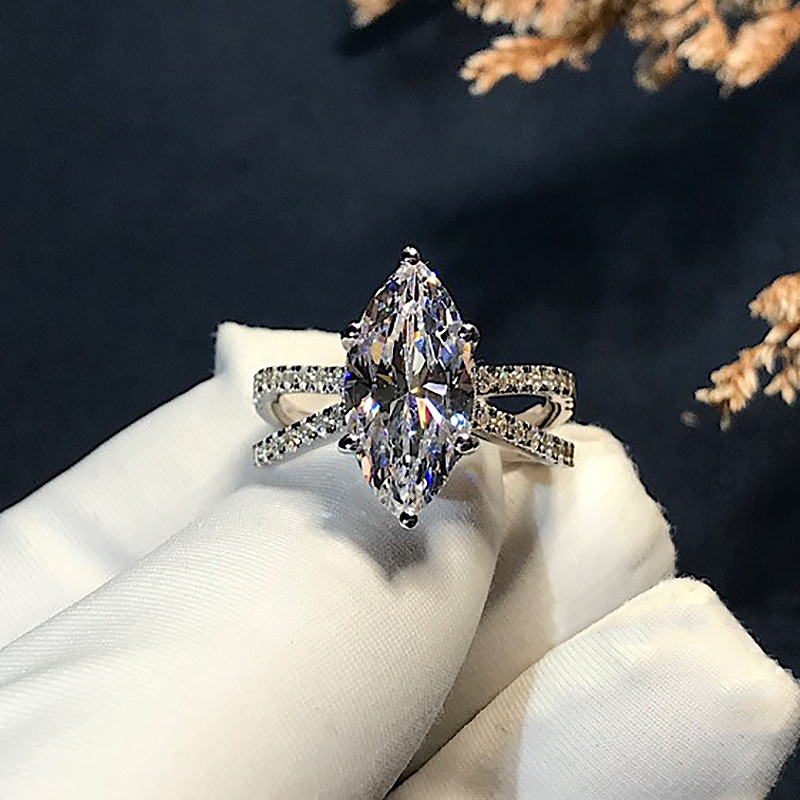 

Elegant Marquise cut 3ct Lab Diamond Ring 925 sterling silver Bijou Engagement Wedding band Rings for Women Bridal Party Jewelry