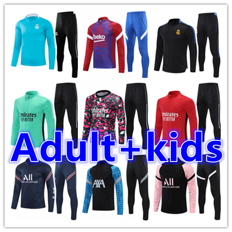 

2021 2022 men + kids soccer jerseys training suit tracksuits kits chandal futbol 21 22 mens kid football tracksuit jacket jogging sets tuta survetement foot