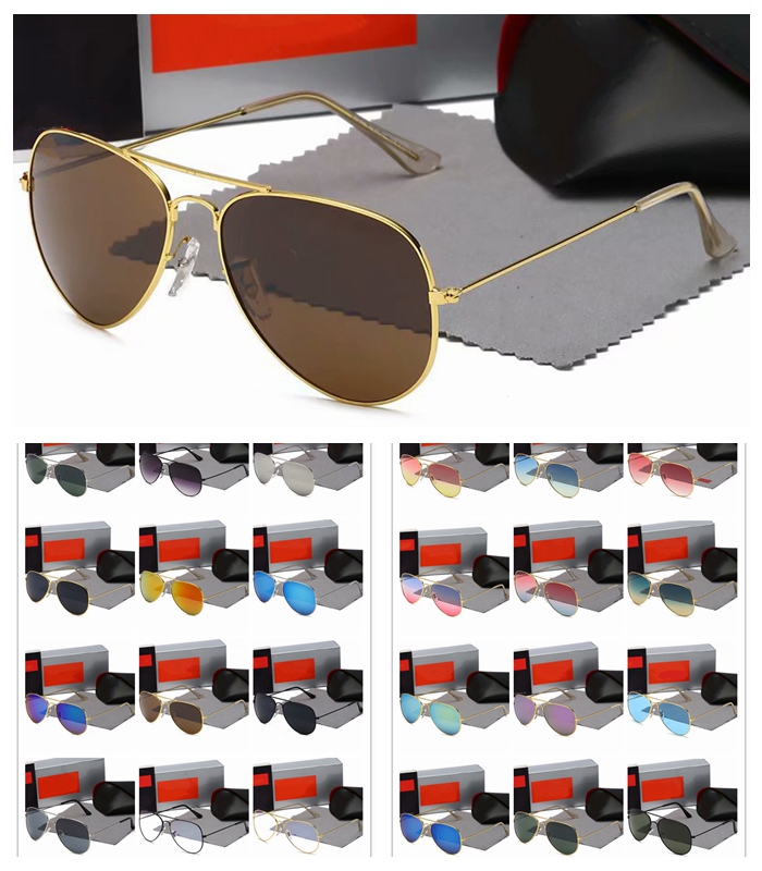 

luxury designer sunglasses for men women mirror metal frame pilot sunglass classic vintage eyewear Anti-UV cycling driving 1pcs fashion sun glasses with free case