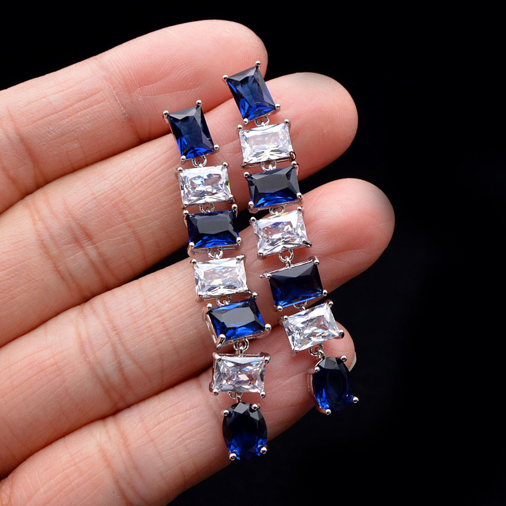 

CINDY XIANG 2 Colors Availabe Cubic Zirconia Long Stud For Women Small Square Earrings Beautiful Wedding Pin Good Gift