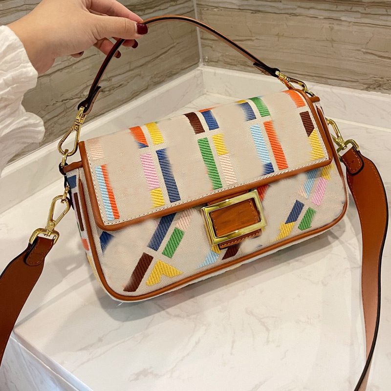 

Women Crossbody Bags Middle Ancient Baguette Bag F Purse Shoulder Bags Retro Old Flowers With Two Shoulder Strap Color Ff Letters