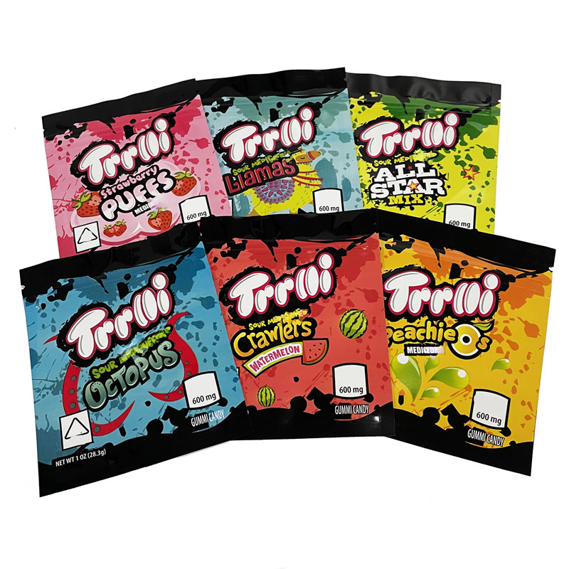 

Newest Trrlli Errlli 600MG Gummi Candy Edibles Packaging Bag Empty Mylar Package Bag Sour Medicated Candy Bag