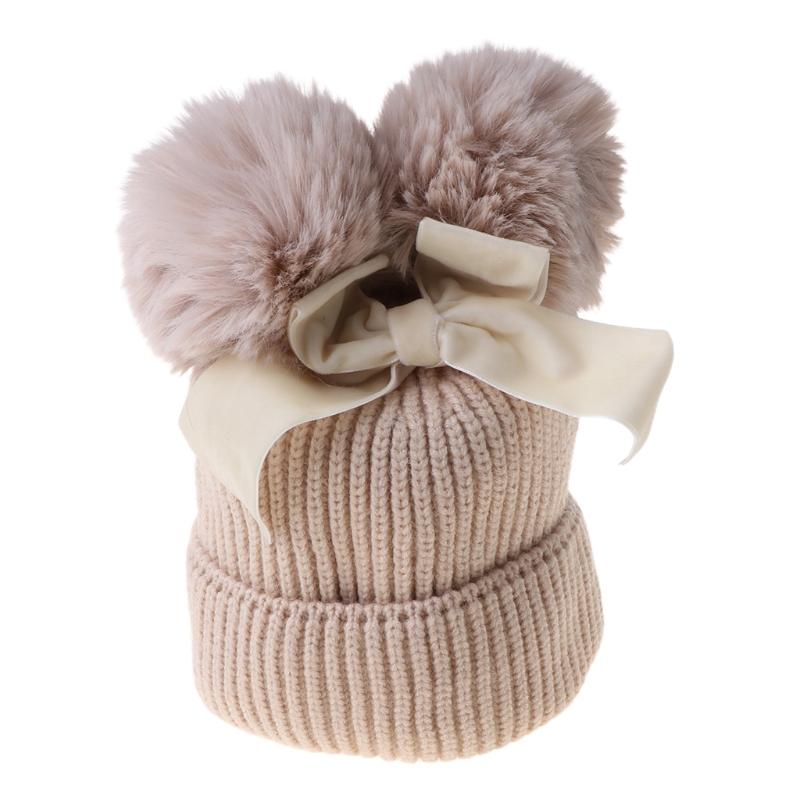 

Caps & Hats Baby Stuff Double Pompom Hat Winter Knitted Kids Girls Warm Thicker Bonnet Children Infant Beanie D5QA, Yellow