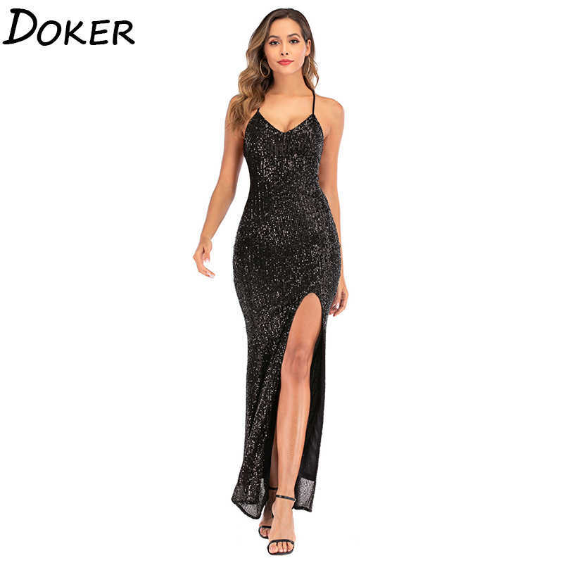 

Robe Summer Sequin Runway Dress Long Women Off Shoulder Sexy Maxi Bodycon Elegant Ladies es Woman Party Night 210604, Black
