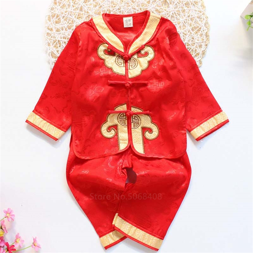 

2021 New Year Children Costumes Newborn Kids Spring Festival Embroidery Tang Suit Red Chinese Traditional Clothing Fall Homewear Zs5r, Gray