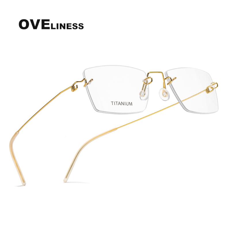 

Fashion Sunglasses Frames Retro Eyeglasses Titanium Eye Rimless Glasses Frame Men Women 2021 Optical Myopia Prescription Eyewear