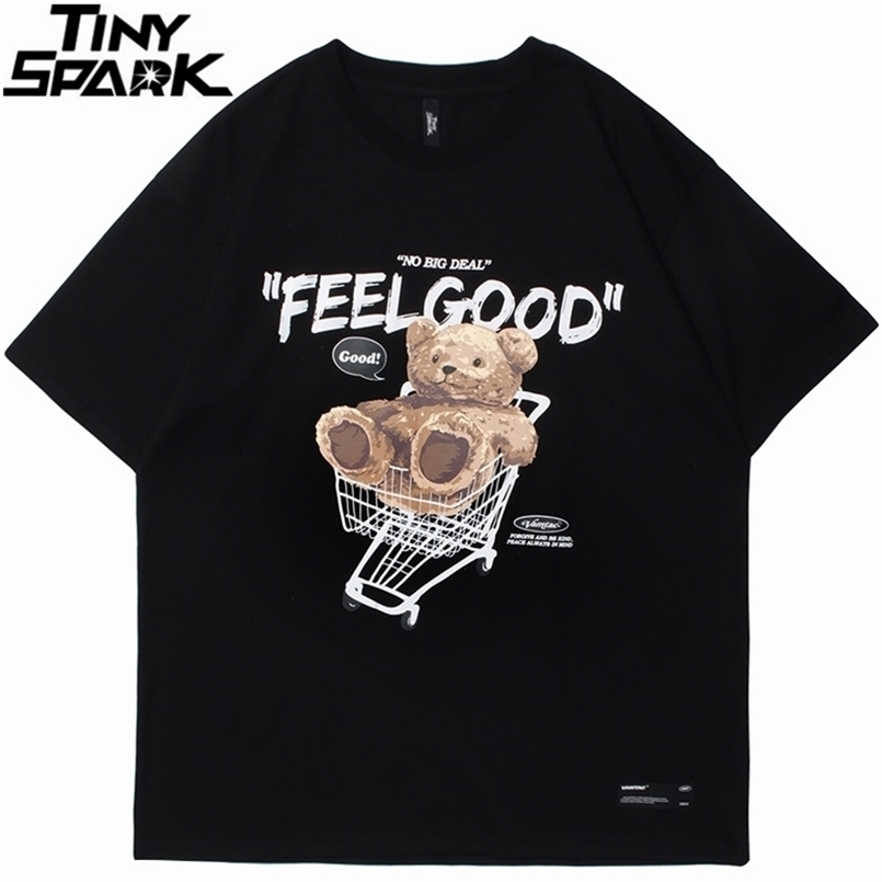 

Hip Hop Streetwear Harajuku T Shirt Men Bear Letter Shopping Cart Print Tshirt Cotton Casual Summer Short Sleeve T-Shirt 210716, A52t574 black
