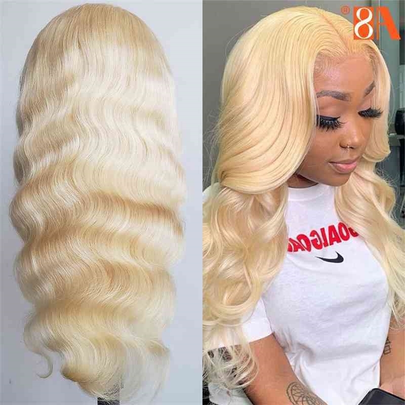 

34 36 38 32 40 42 inch 613 Blonde 13x4 Front Human Hair 150% Remy Brazilian Body Wave Lace Frontal Wigs For Women, 613 body wave wig