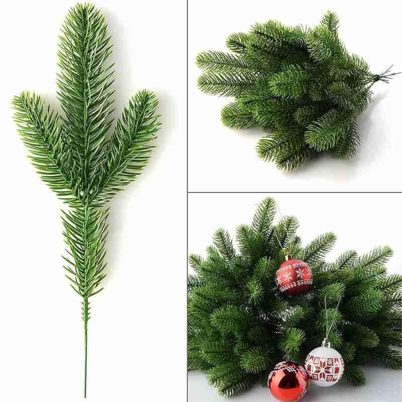 

10pcs Fake Pine Tree Branch Artificial Green Plants Flower Branch For Christmas Tree Decoration Accessories DIY Bouquet Gifts