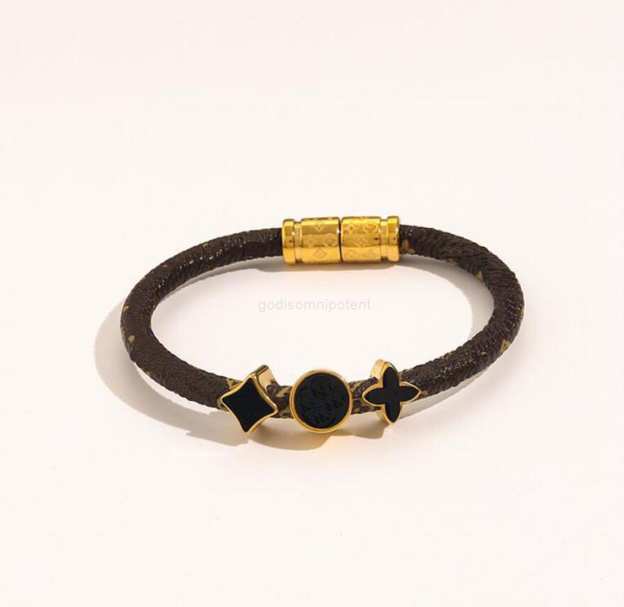 

2022 Designer Brand Letter Print Flower Charm Bracelets Top Quality Men Women Stainless Steel Magnetic Bangle Luxury Gold Plated Brown