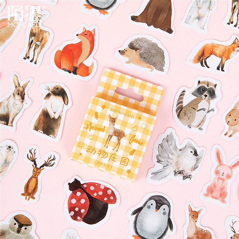

5Pieces/Lot 45pcs Animal Zoo Stationery Sticker Kawaii Stickers Paper Adhesive Stickers DIY Scrapbooking Diary Photos Albums