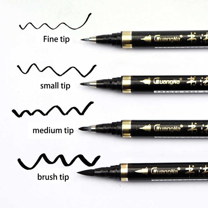 

4 sizes Calligraphy Pen For Signature Chinese Words Learning Japan Material Brush Art Marker Pens Stationery School Supplies