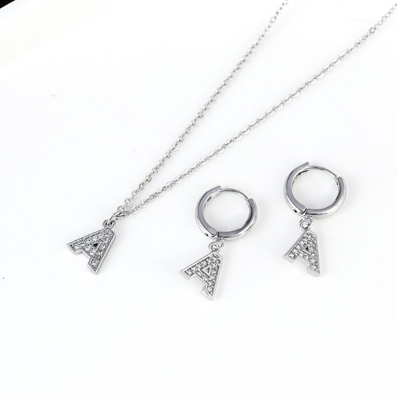

Chains Gojomem Glod Silver Color 26 Initial Letter A-Z Alphabet Cubic Zircon Pendant Necklace And Earrings Fashion Jewelry Sets Gifts