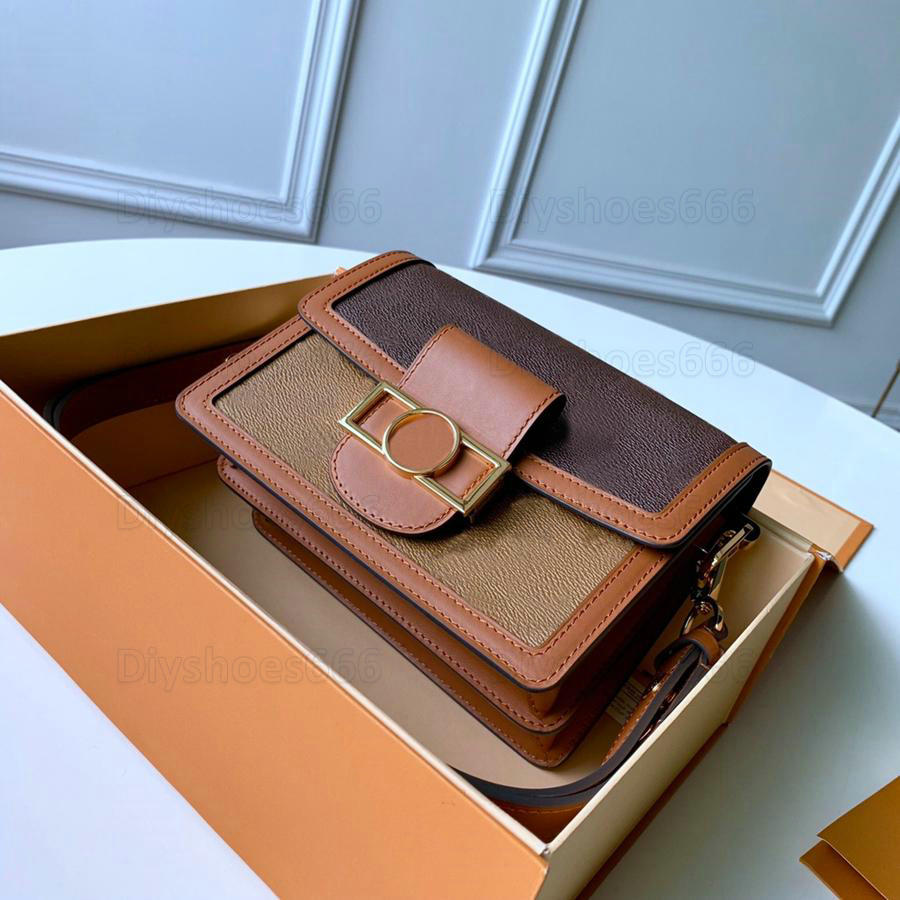 

Classic Dauphine MM Mini Leather Crossbody Chain Bag Womens Designer Cross body HandBag Lady Flap Purse Wallet Sling Shoulder Bags Tote