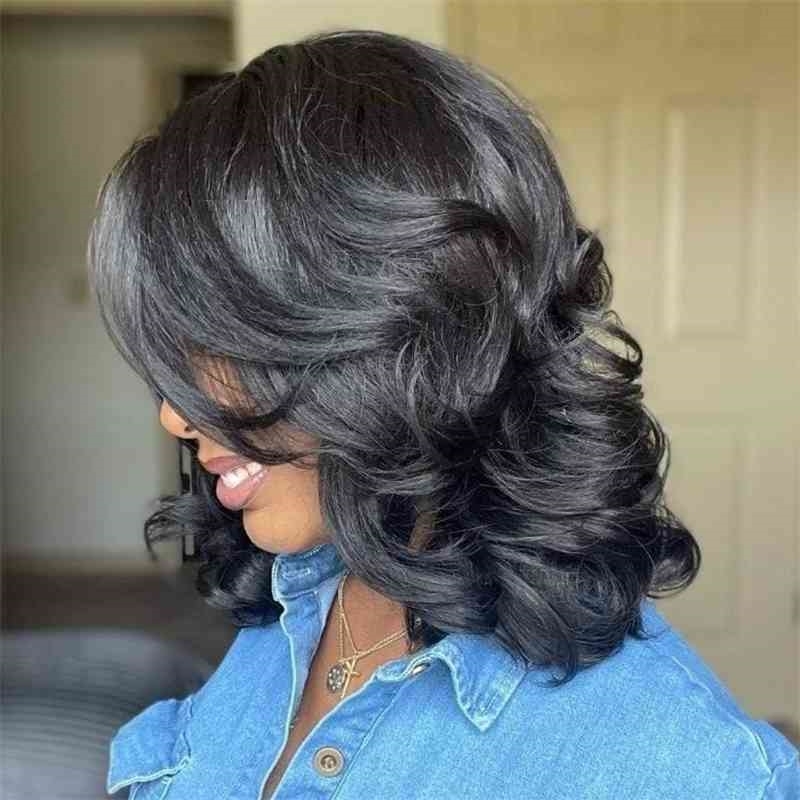 

wig women's long New curly hair black partial chemical fiber headgear wigs2