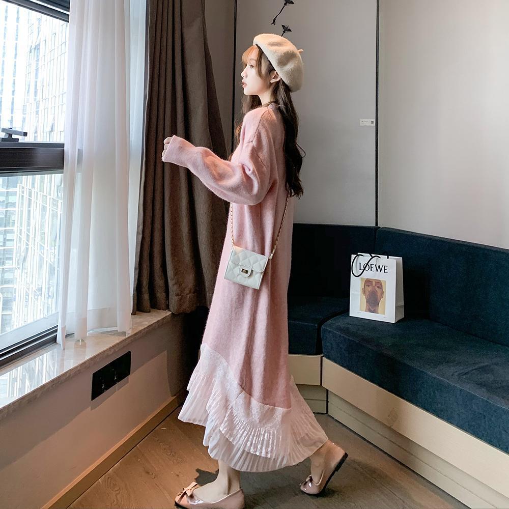 

New Straight Shirt Pink Ladies 2021 Autumn Wool-based Woman Skirt Frilly Women' Knitted or Crocheted Sweaters Raz0, Black