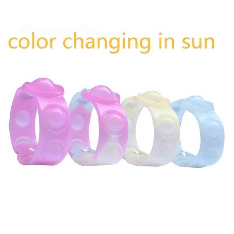 

Changing colors in the sun silicone bracelet fidget sensory push pop bubble popper bangle ultraviolet UV discoloration light sinsitive toys