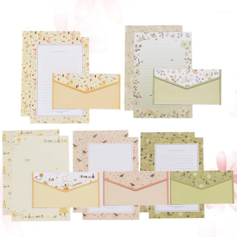 

Gift Wrap 5 Sets/45pcs Flower Printing Envelope And Letter Paper Lovely Writing Stationery Envelopes Kit School For (