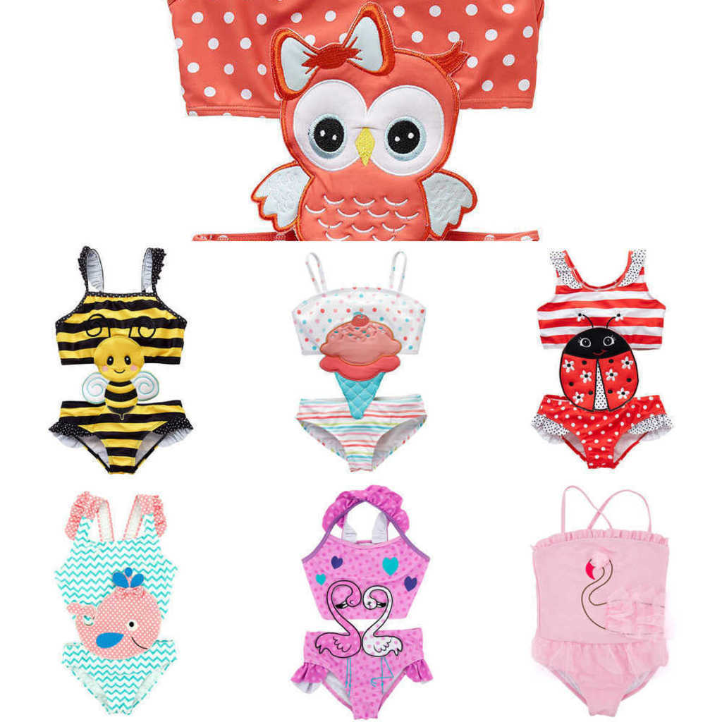 

Lovely Girls' One Piece Swimsuit Monokini Cartoon Printed Children's Swimwear Fashion Kids Casual Beachwear Bathing Suit For Baby Girls G63KORA, Red