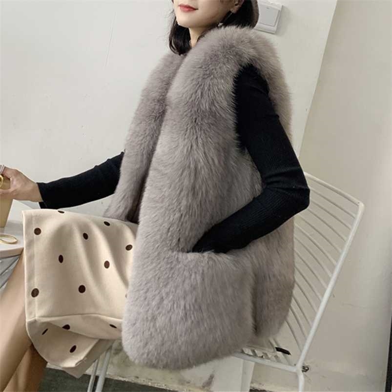 

Fall Winter Fashion Faux Fur Vests Women Party Club Elegant Waistcoat V-sleeve Sleeveless Autumn Coats Femme 211109, White