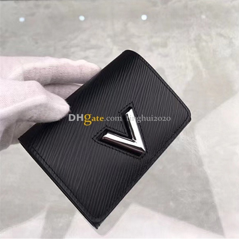 

New Designer Women Fashion/Casual Twist Lock wallets gifts for men Wallet purse leather M64414 High Quality Water Ripple Wallet Box Packaging Inventory, Red