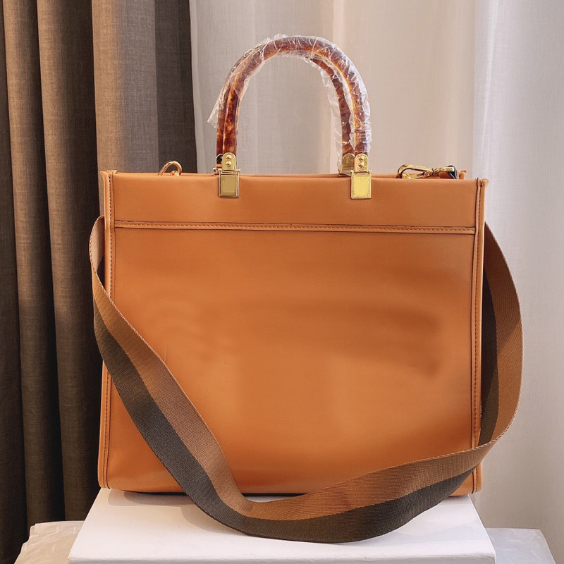 

Tote Bag Shopping Bags Handbags Fashion Plain Letter High-Capacity Detachable Shoulder Strap Amber Dual Handle Genuine Leather