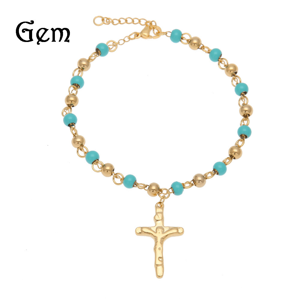 

Jewelry 6mm stainless steel Beaded Jesus Bracelet men's fitness hip hop performance accessories