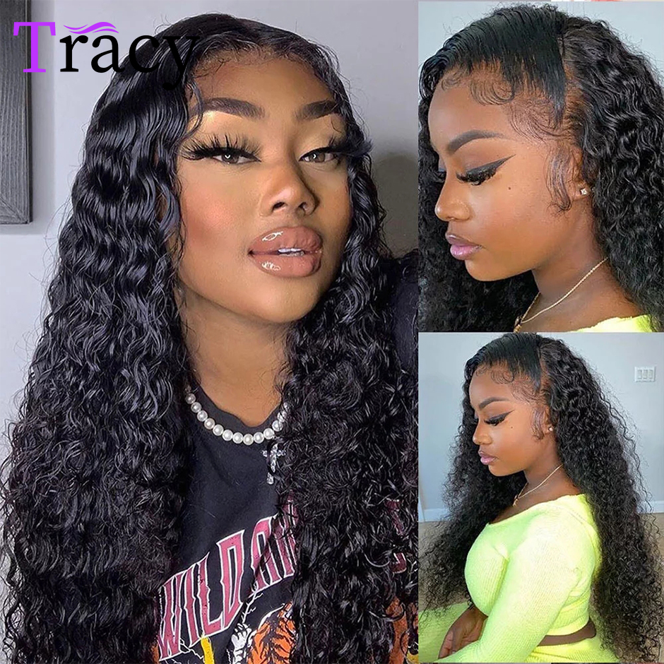 

Tracy Water Wave Lace Front Human Hair Wig 13x4x1 T-Part Wig with Baby Hair Pre Plucked for Women Malaysian Remy T-Part Lace Wig, Natural color