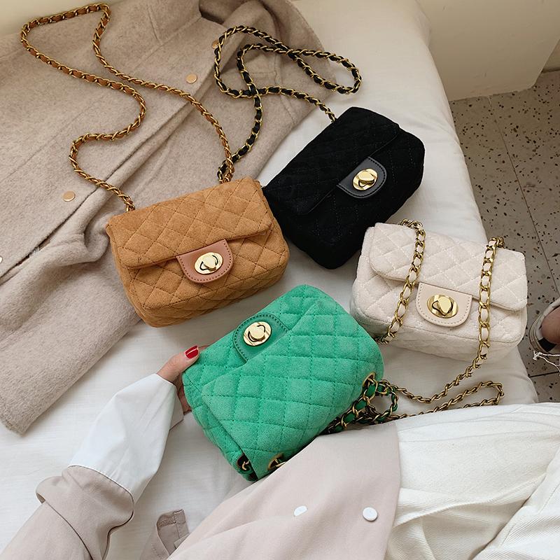 

Fashion Luxury Women Shoulder Bag Lady Casual Brown Messenger Handbag Female Solid Suede Prom Flap Crossbody Small Square Bags, Black