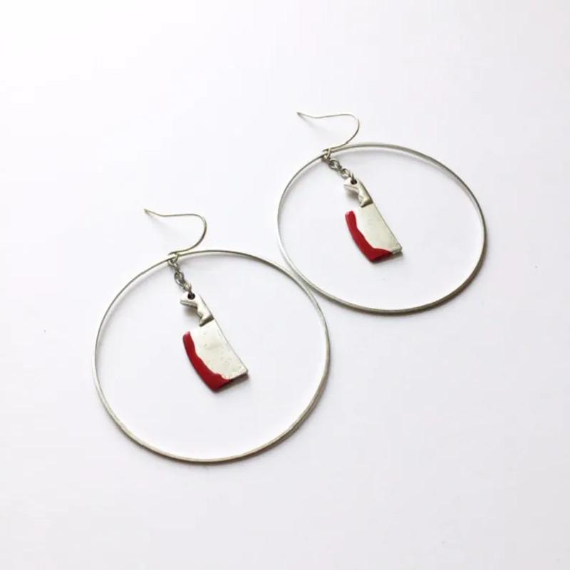

Dangle & Chandelier Gothic Blood Chopper Bloody Horror Hoops Earrings Knife Dagger Fashion Jewelry Grunge Medieval Valentine Halloween Gift