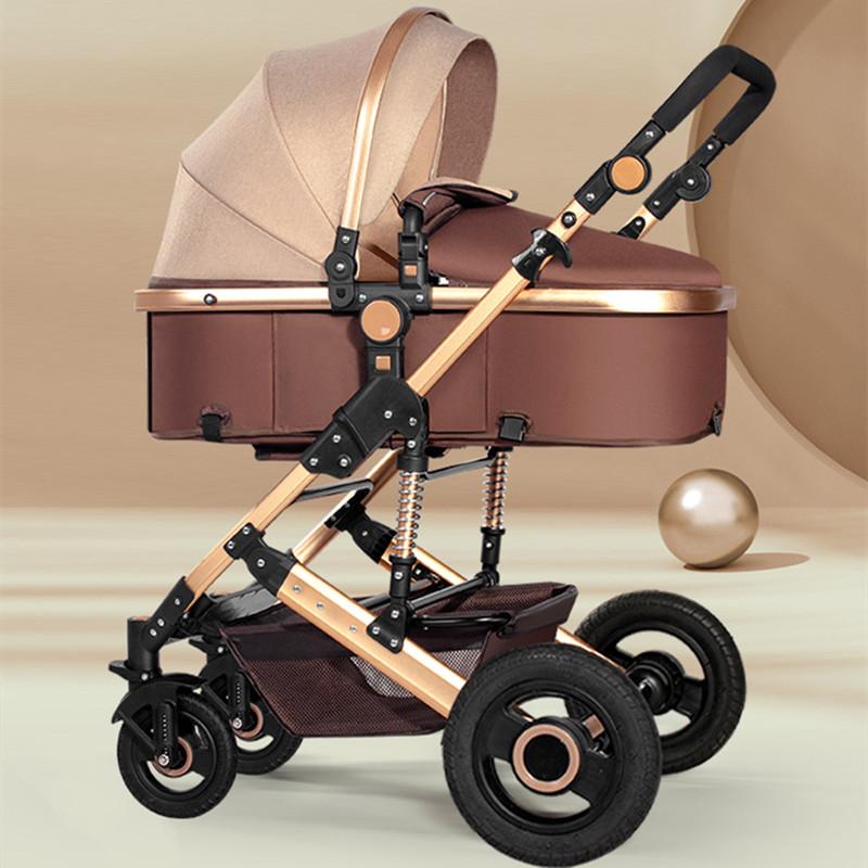 

Strollers# 2021 Lightweight Luxury Baby Stroller 3 In 1 Portable High Landscape Reversible Mom Pink Travel Pram