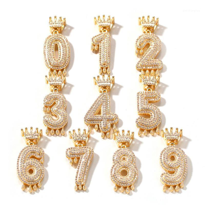 

Customized Water Drop Initial Number 1-9 Pendant Necklace For Men And Women Hip Hop Rap Golden Zircon Jewelry Chains, Silver