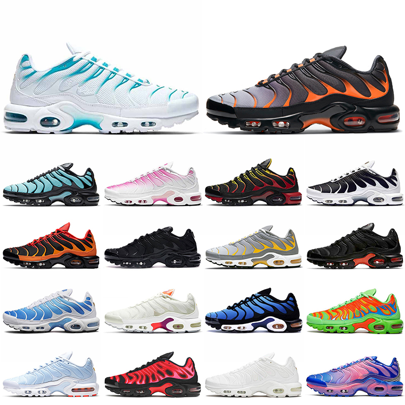 

Mens Running Shoes Big Size US 12 Tn Plus Womens Sneakers Blue Fury Grey Orange Pink Fade Black White Jogging Trainers, B32 black orange 40-46