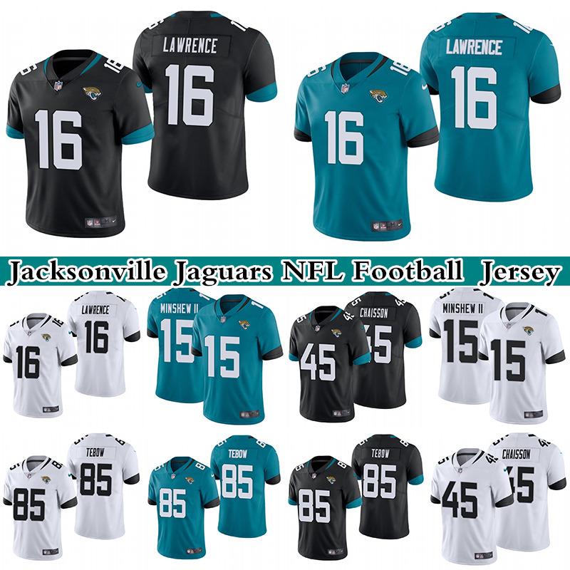 

16 Trevor Lawrence 85 Tim Tebow 15 Gardner Minshew 45 K'Lavon Chaisson Men's Stitched NFL Jacksonville Jaguars Nike Limited Football Jersey, Black;red