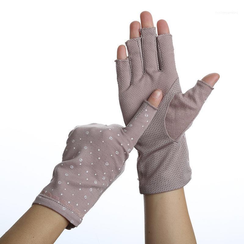 

Five Fingers Gloves Women Half Summer Stretch Thin Semi-Finger Driving Anti-Slip Sunscreen Anti-UV Fingerless Glove Mittens1