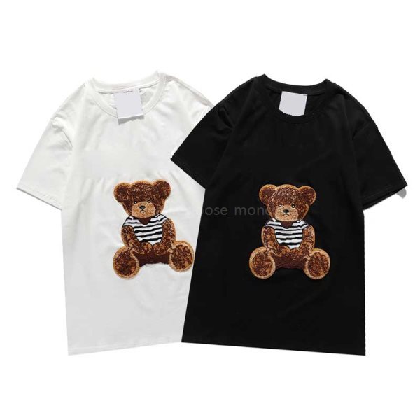 

2020 New Designers T Shirts Mens High Quality T Shirt Womens Cool Bear Print Short Sleeve Couples Round Neck Tees Streetwear Mens T Shirts, White;black