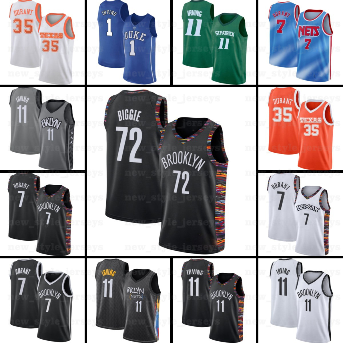 

13 Harden 7 Kevin 11 Kyrie Durant Irving Brooklyn Nets Men Jersey James x3 72 Biggie Dinwiddie college Spencer Basketball Jersey, Black;red