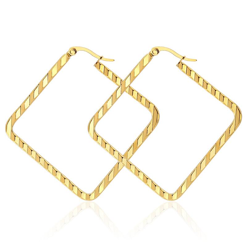 

Hoop & Huggie FIREBROS 2021 Trends Geometric Square Boho Big Earrings Women Titanium Stainless Steel Earring Gold Silver Color