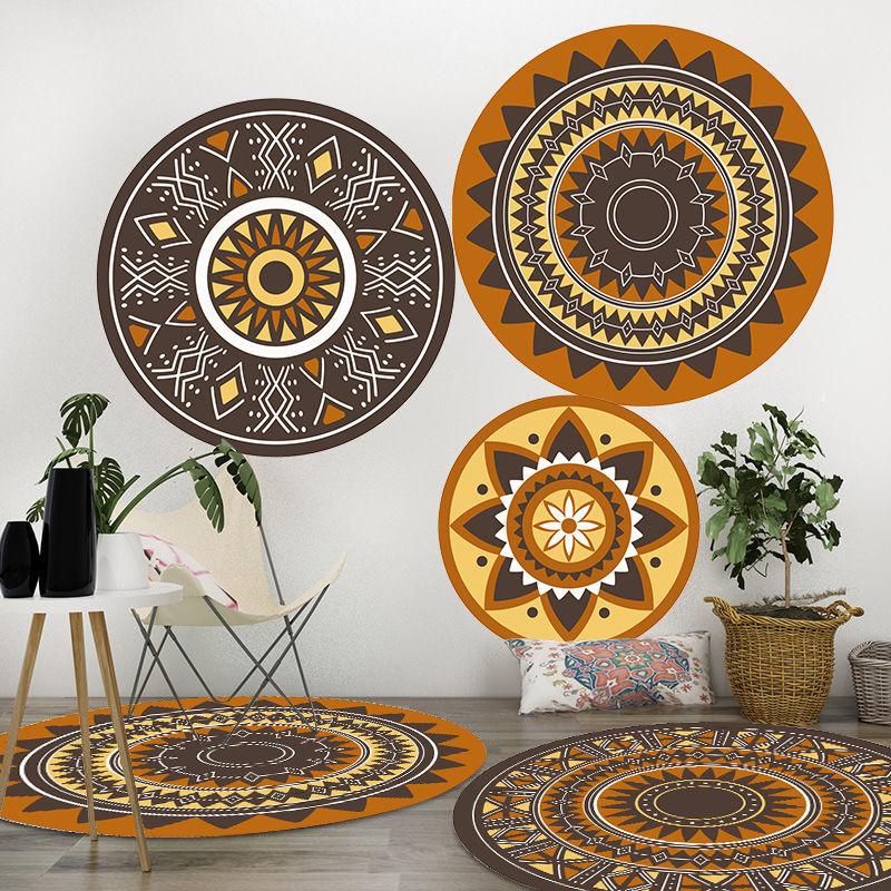 

Carpets Ethnic Style Retro Round Carpet,Livingroom Coffee-table,Bedroom Floor Mat,Hanging Basket Rug, Crystal Velvet,Drop, 006