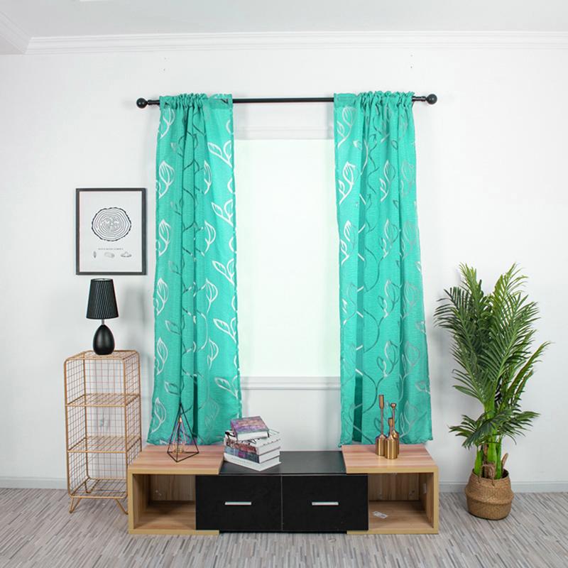 

New Multicolor Hollow Leaves Cut Flowers Semi Transparent Home Window Screens Wedding Decoration Background Curtains, Blue
