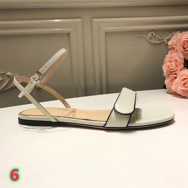 

Luxury woman shoes classic ladies sandals buckle metal buckle imported genuine leather flat beach slippers Designer woman sandals large35-43