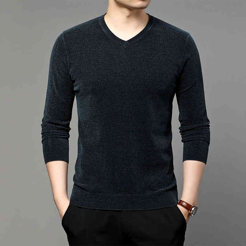 

2021 new spring and autumn sweater men v-neck long-sved sweaters zde1572, Black